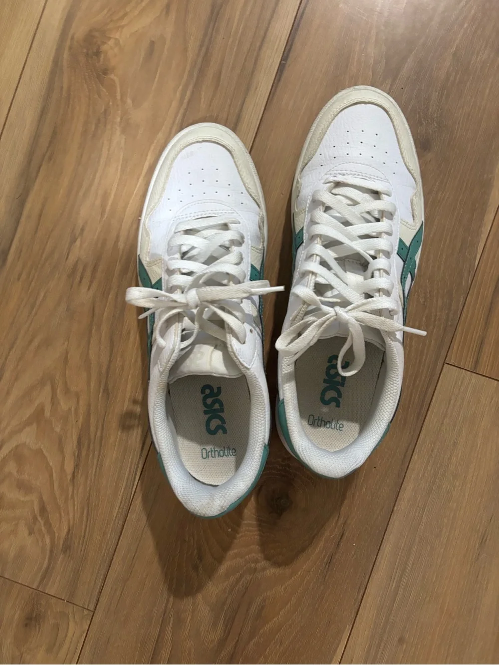 Asics White Sneakers with Teal Accents - Picture 1 of 7